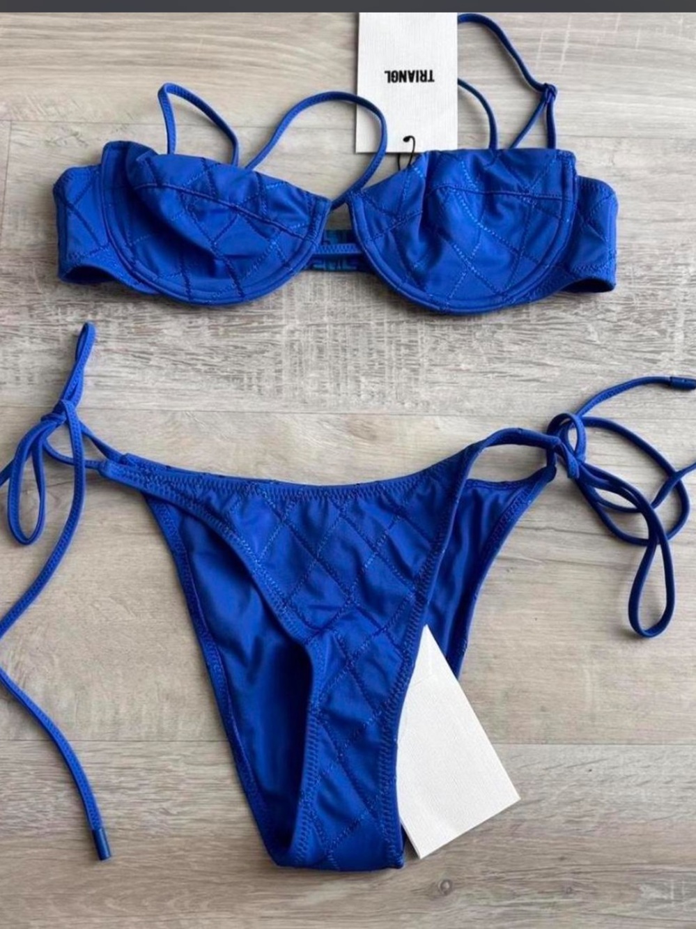 triangl swimwear Blue Quilted Tie-Side Bikini Set
(DO NOT BUY TRADE ONLY) both M